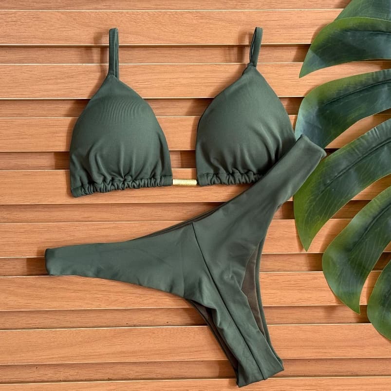 Biquini Cortininha Calcinha Asa Delta Bojo Removivel Poliamida