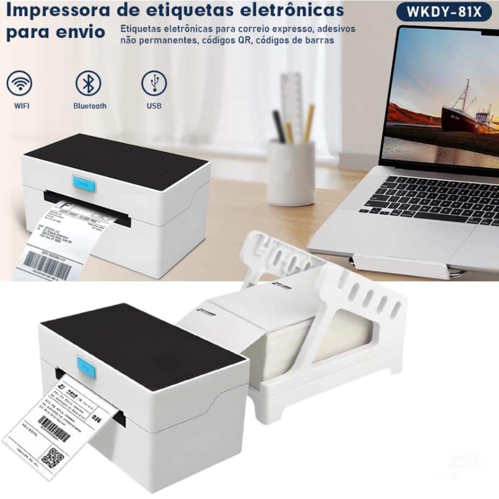 Impressora Térmica De Etiqueta Adesiva 110mm Usb E Bluetooth SEM FIO 203DPI, compatível com vários sistemasWKDY-81X