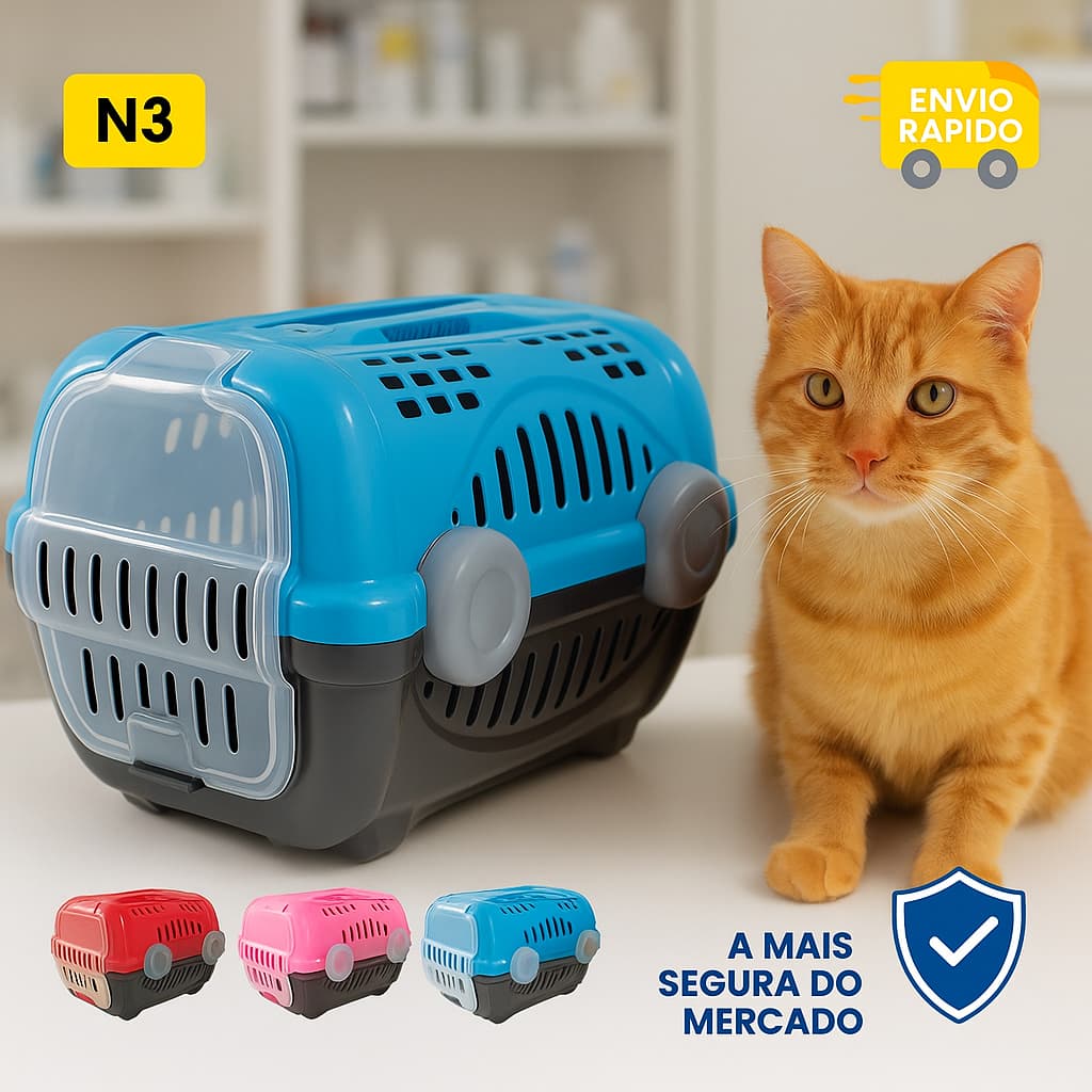 Caixa De Transporte Luxo Furacão Pet N.3 para Cães e Gatos Furacaopet - ENVIO IMEDIATO ! até 18kg Grande