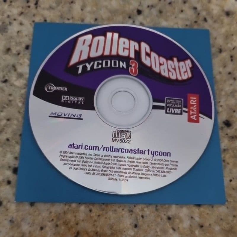 Jogo PC CD ROM 'Roller Coaster Tycoon 3' (Leia a Descrição).