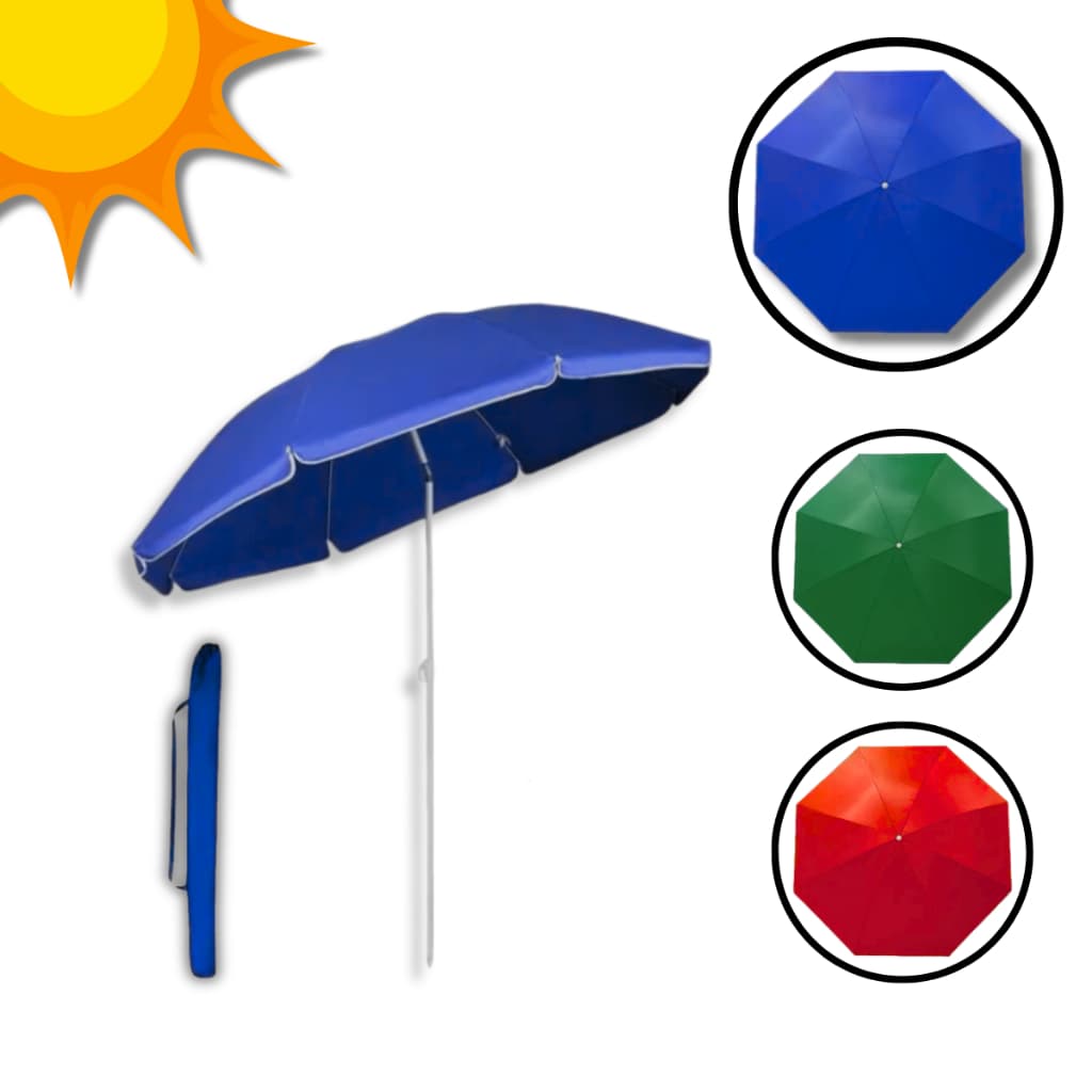 Guarda Sol Premium 2,40m Proteção UV Reforçado Praia Piscina Jardim Camping Verão Portátil