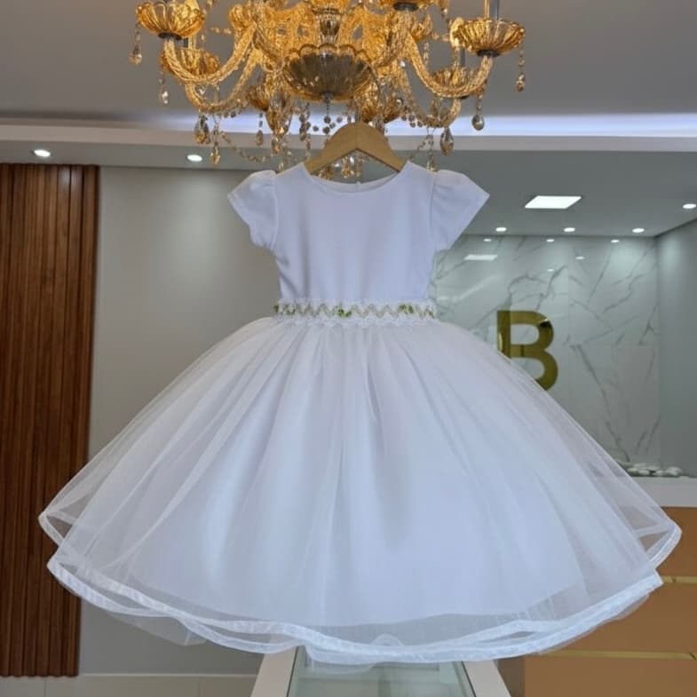 vestido infantil branco casamento rodado batizado festa aniversario