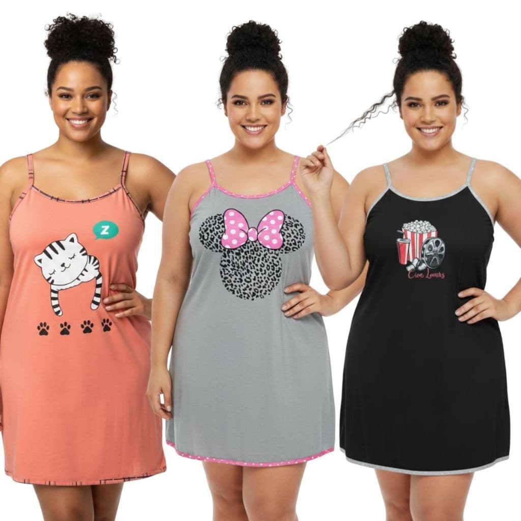 Camisola Alcinha Plus Size Personagem / Roupa de Dormir Plus Size / Camisão Plus Size
