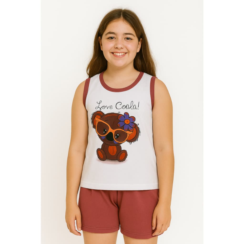 Pijama Infantil Menina Regata de Coala e Short