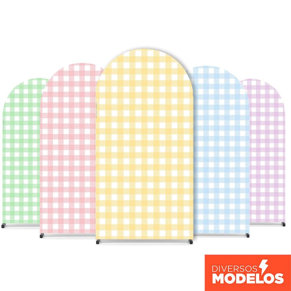 Capa Painel Romano Xadrez Candy 2x1m Em Tecido Sublimado C/Elástico