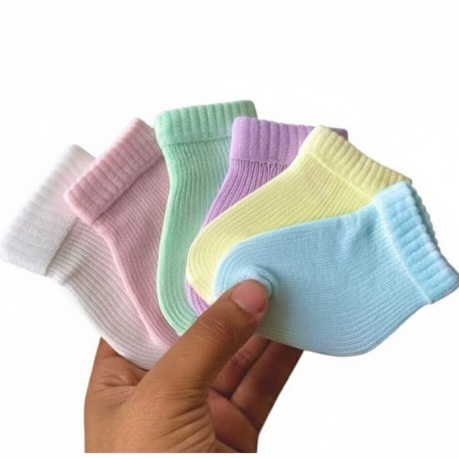 Kit 12 Pares de Meias Bebê RN Recem Nascido Essencial p/ Enxoval e Saída Maternidade 0  -9 meses