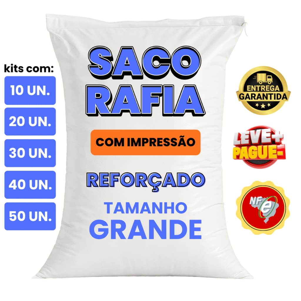 KIT 50 Sacos Ráfia Erro Impressão Novo Mais Barato Entulho Milho Farinha ENVIO IMEDIATO