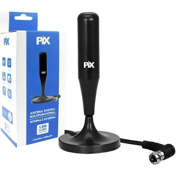 ANTENA DIGITAL MULTIFUNCIONAL INTERNA E EXTERNA 1,8M CABO PIX