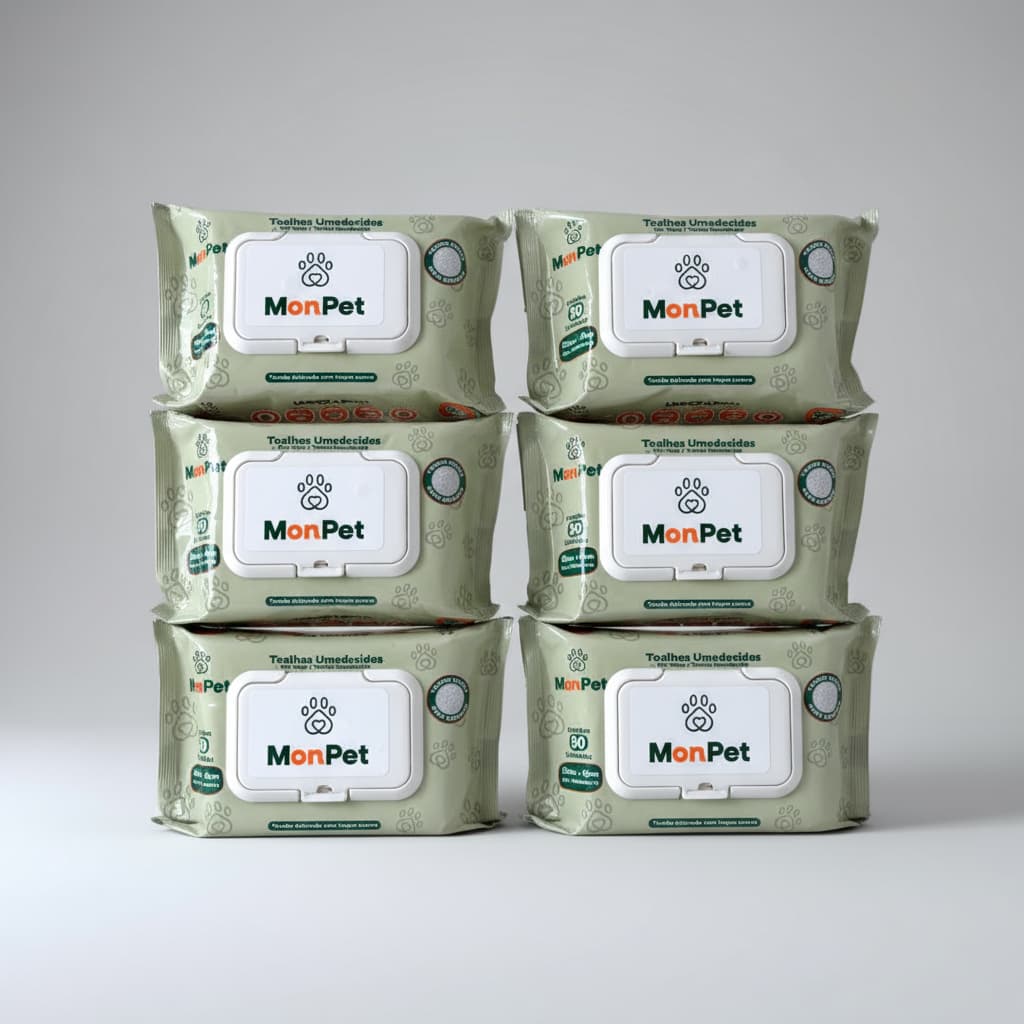Toalha Lenço Umedecido Para Caes E Gatos Pet 6 Pacotes C/ 50
