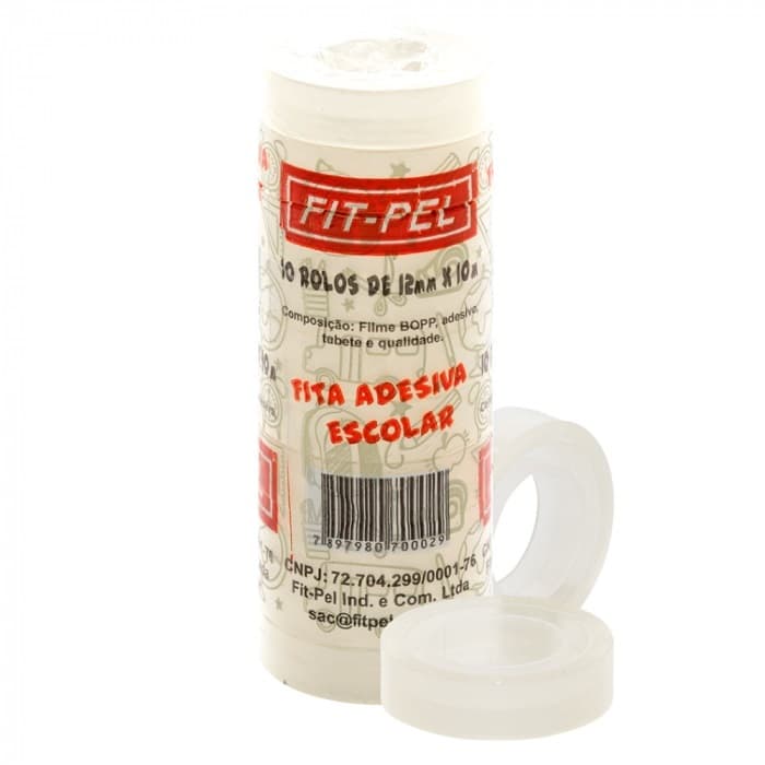 FITA ADESIVA TRANSPARENTE 10 UNIDADES 12mm X 10m FIT-PEL