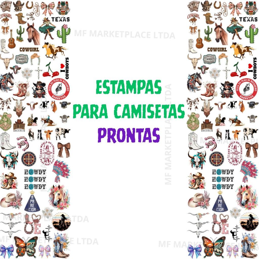 Estampa Country DTF Textil Impressão Aplique Termocolante Estampa Para Calças Jeans e Tecidos Envio No Mesmo Dia