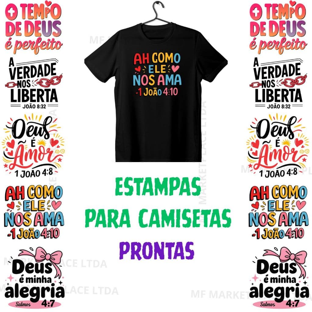 Estampa DTF Textil Cristã Pronto Para Camisetas e Tecidos Envio No Mesmo Dia