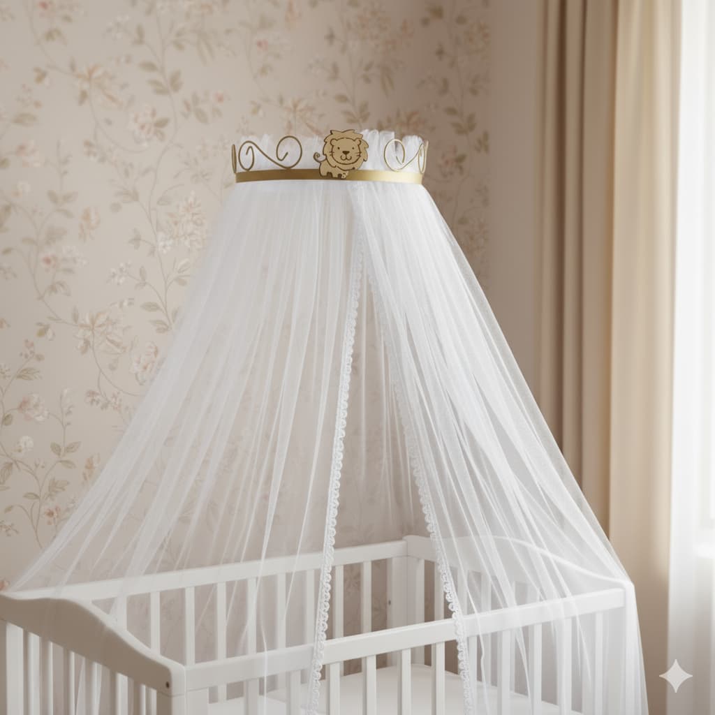 Mosquiteiro Berço  + Dossel Dorcel De Parede Rococó Leão