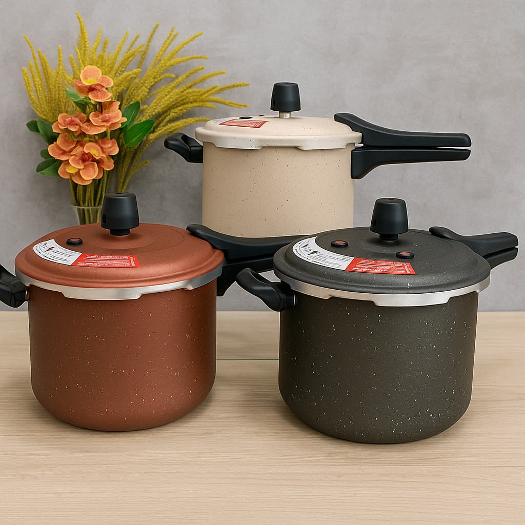 Panela de Pressão 5,0 Litros Grande Antiaderente Fechamento Externo 4 Válvulas Teflon Patolux