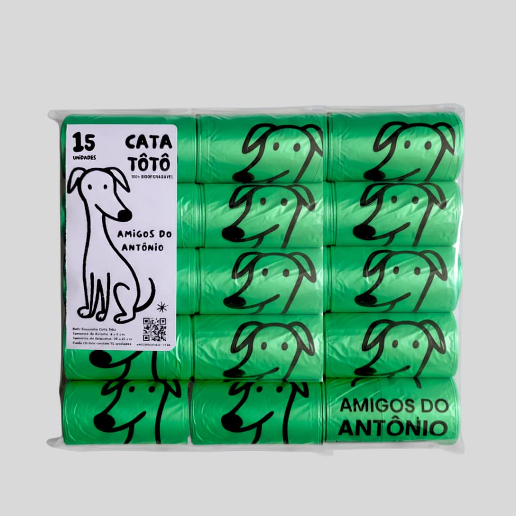 Kit 15 Unidades Cata Caca Refil Biodegradável Saquinho Lixo
