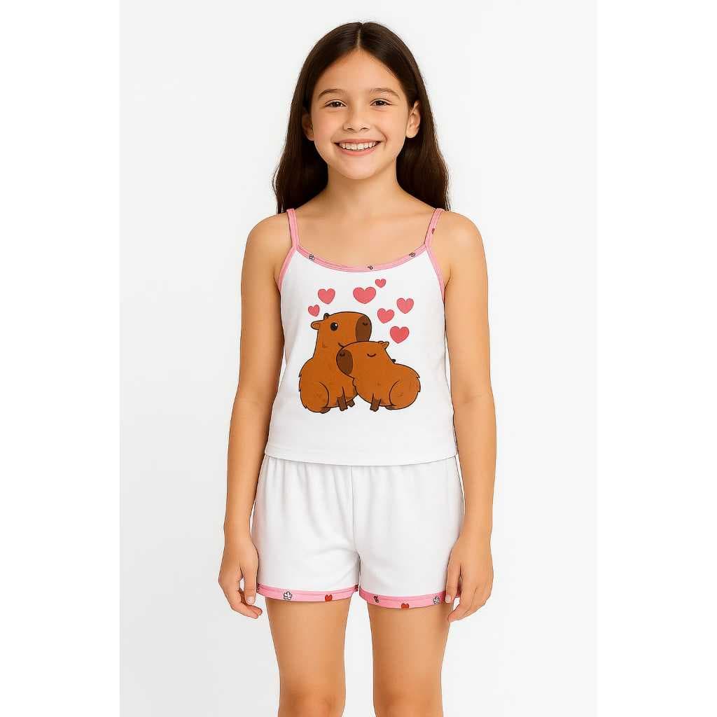 Baby Dooll INFANTIL pijama Infantil Feminino short dool de Menina Criança Personagens Verão Alcinha Revenda