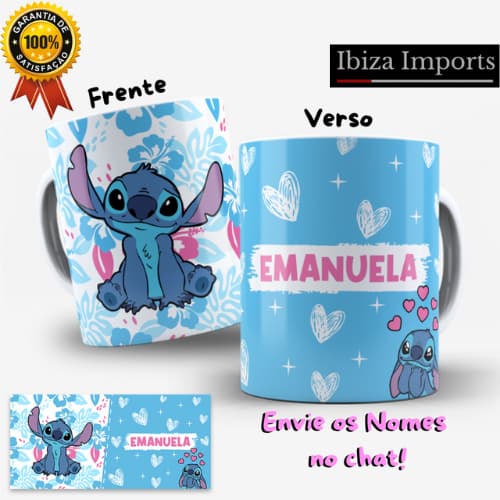 Caneca Stitch e Angel Disney Personalizada com o Nome