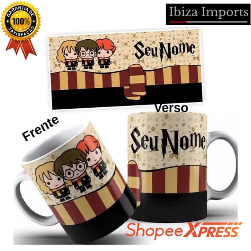 Caneca Harry Potter Personalizada com Nome | Presente Geek | Ultra Brilho 325ml