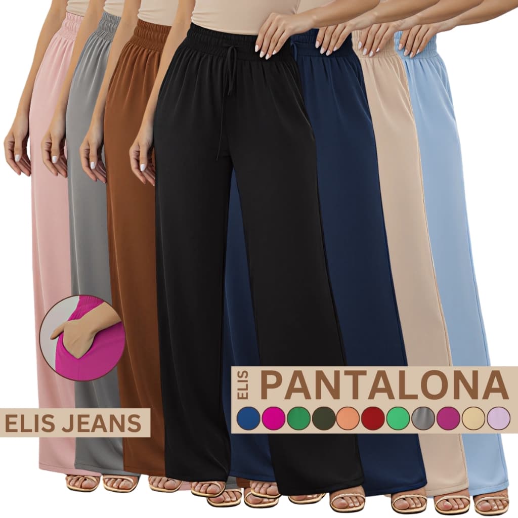 Calça Pantalona Feminina Cintura Alta  Com Bolso Tecido Duna