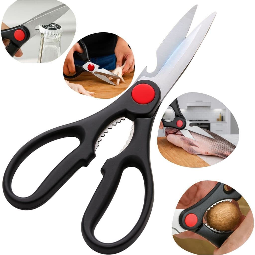 Tesoura Cortar Frango Carne Aves Assados Trinchar Peixes Cozinha Multiuso 20cm Lâmina Afiada