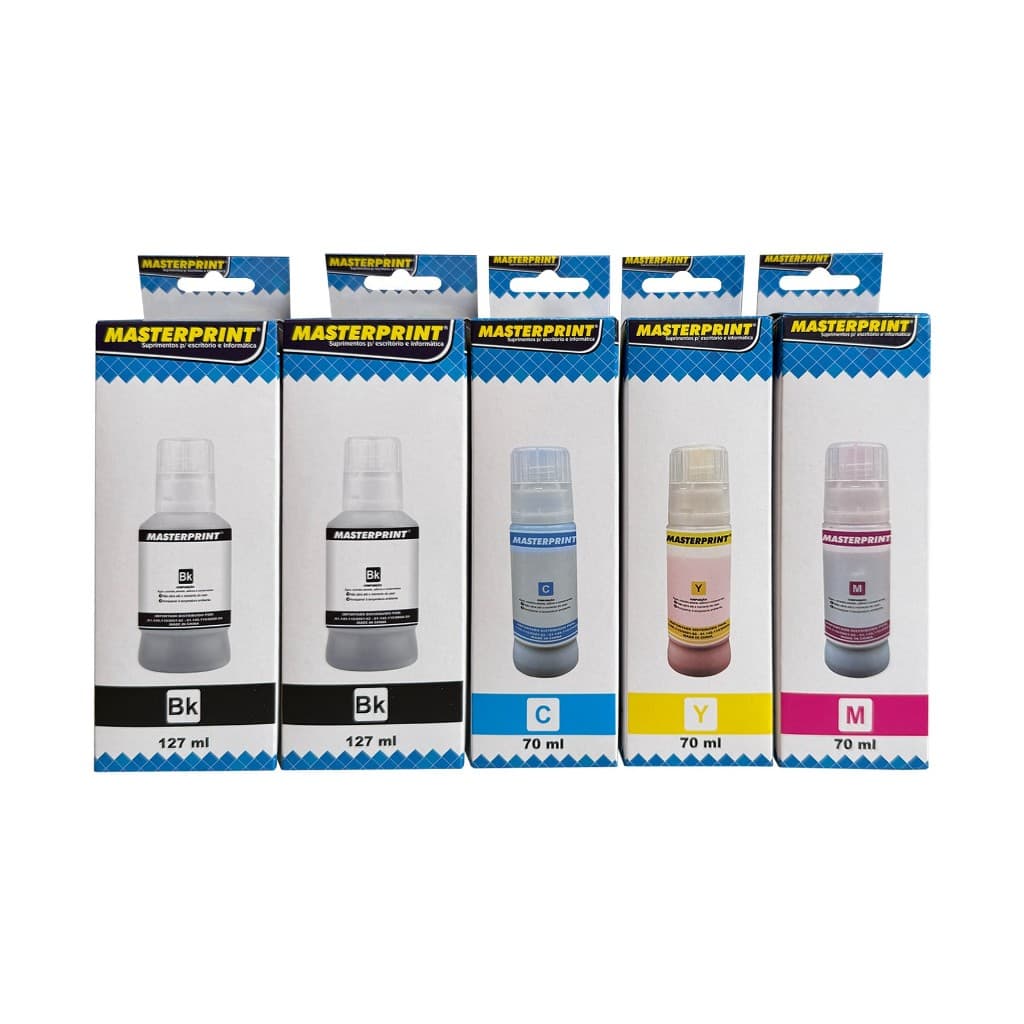 Kit 5 Tinta P/ Uso Epson L3250 L3150 L3210 L3110 T544 504 Preto | Ciano | Magenta | Yellow