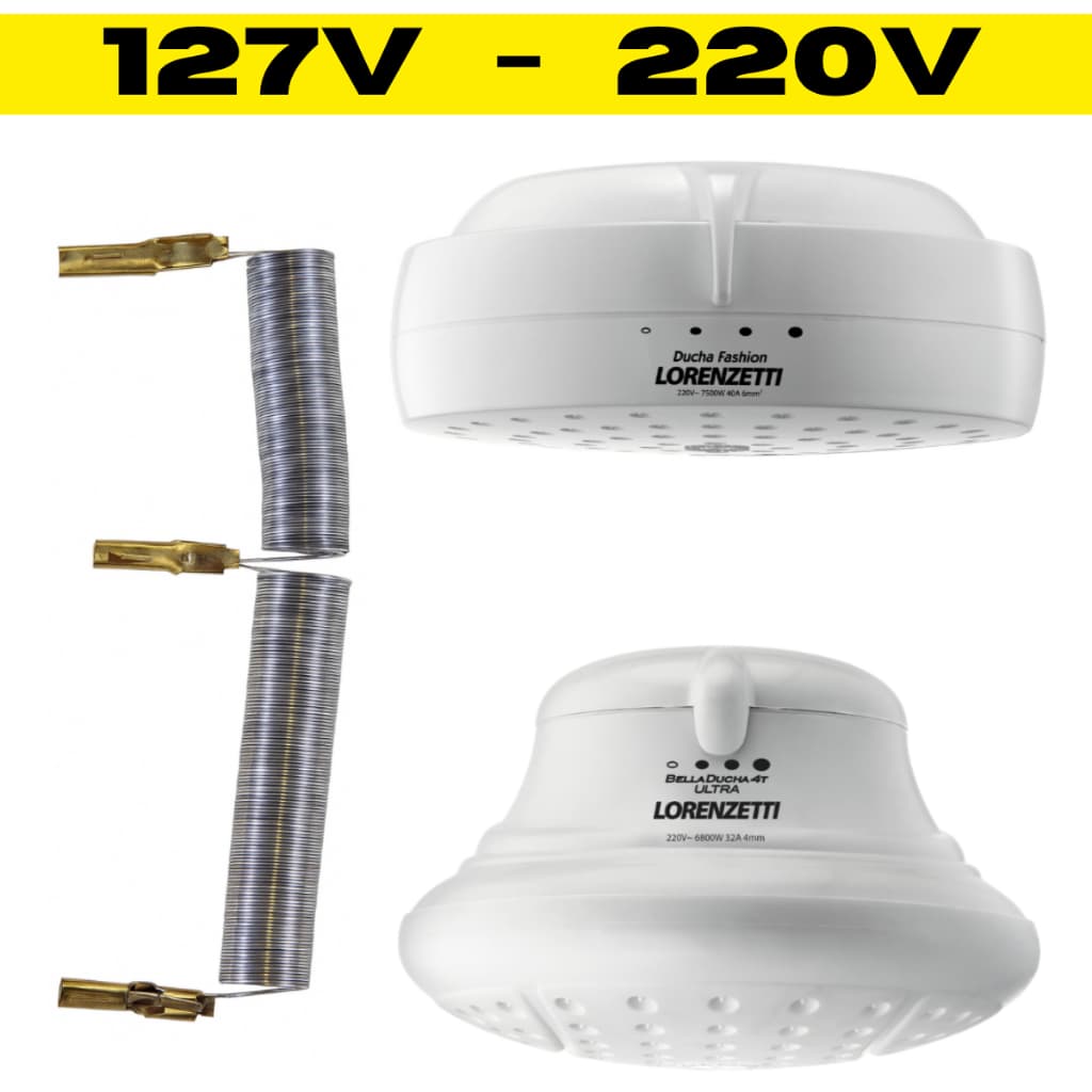 Resistência Bella Ducha 4T Ultra Fashion Lorenzetti 5500w 127v 6800w 7500w 220v