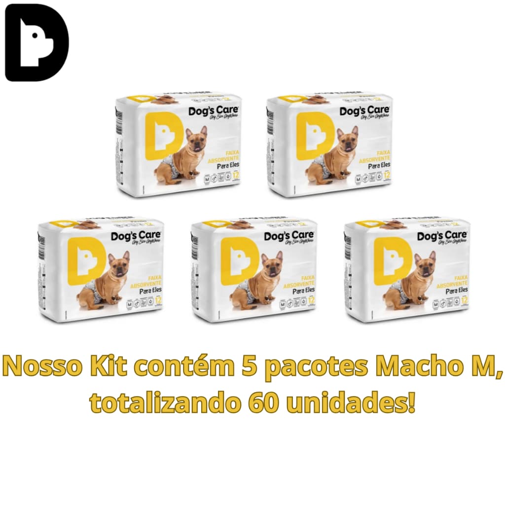 Fralda Higiênica Descartável Para Cachorro Macho M Kit 60un.
