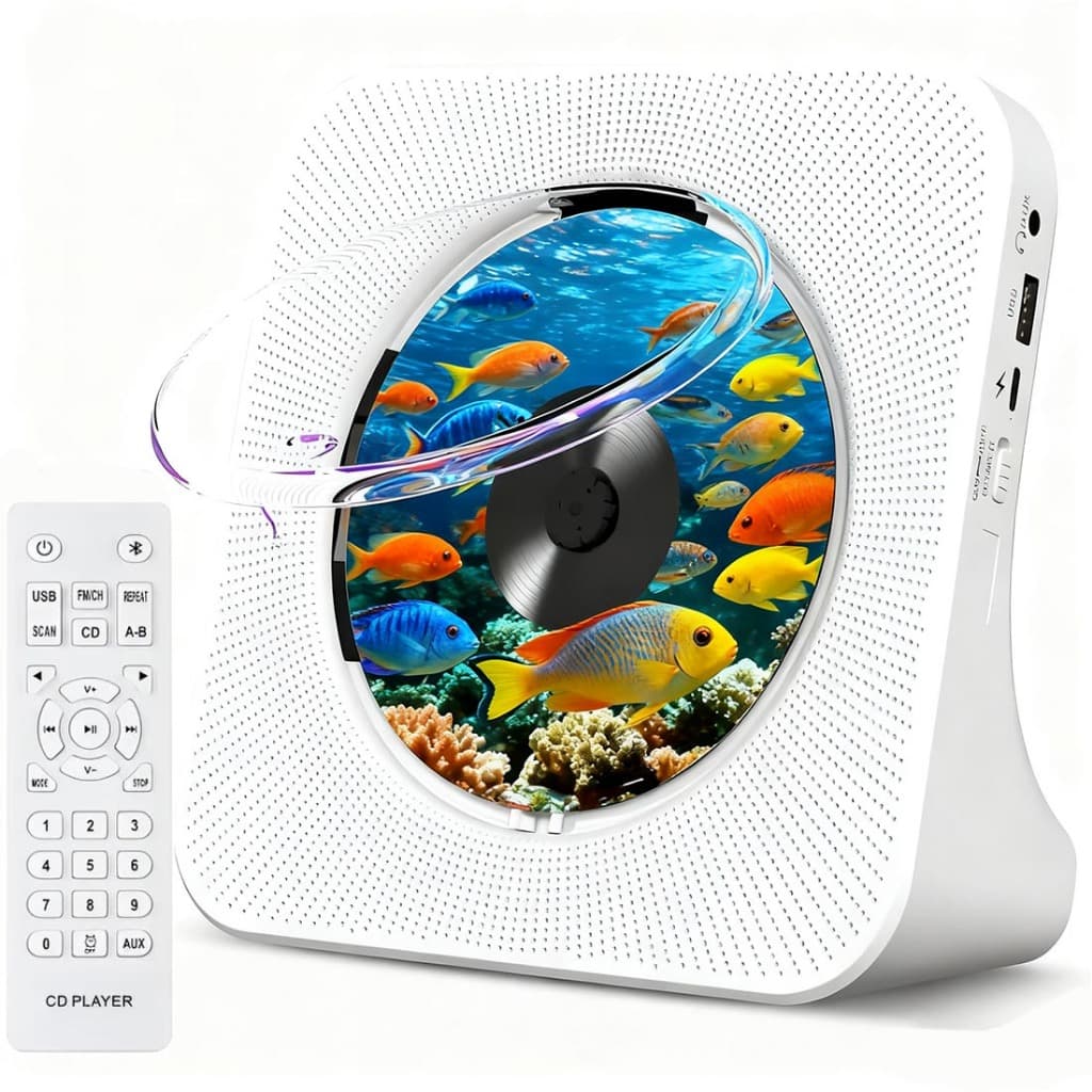 Leitor De CD Bluetooth Portátil Com Capa e Controle Remoto, HiFi Música Player Suporta CD/CD-RW/WMA/MP3