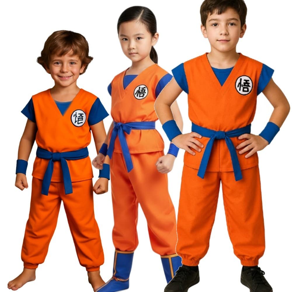Fantasia Completa Goku Dragon Ball  Com Faixa e  Punhos  infantil Cospley
