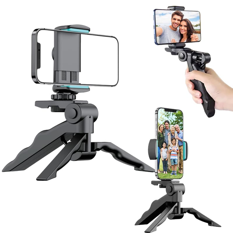 Tripé estabilizador portátil 2 em 1 para celular com rotação de 360° para câmera de celular gopro
