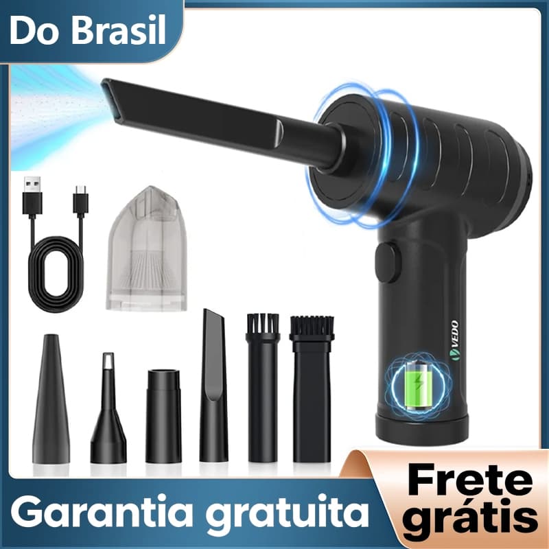Aspirador e Soprador Portátil 2 em 1 para Limpeza Completa com 6 Bicos e 3 Velocidades Ajustáveis
