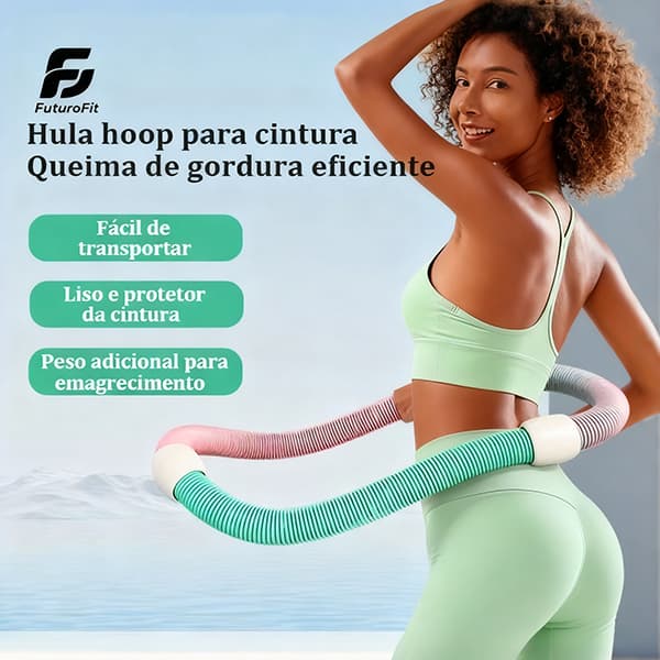 Futuro fit Aro Hula Hoop de Mola Fitness Queima Gordura Cintura e Abdômen Dobravel PVC Silencioso