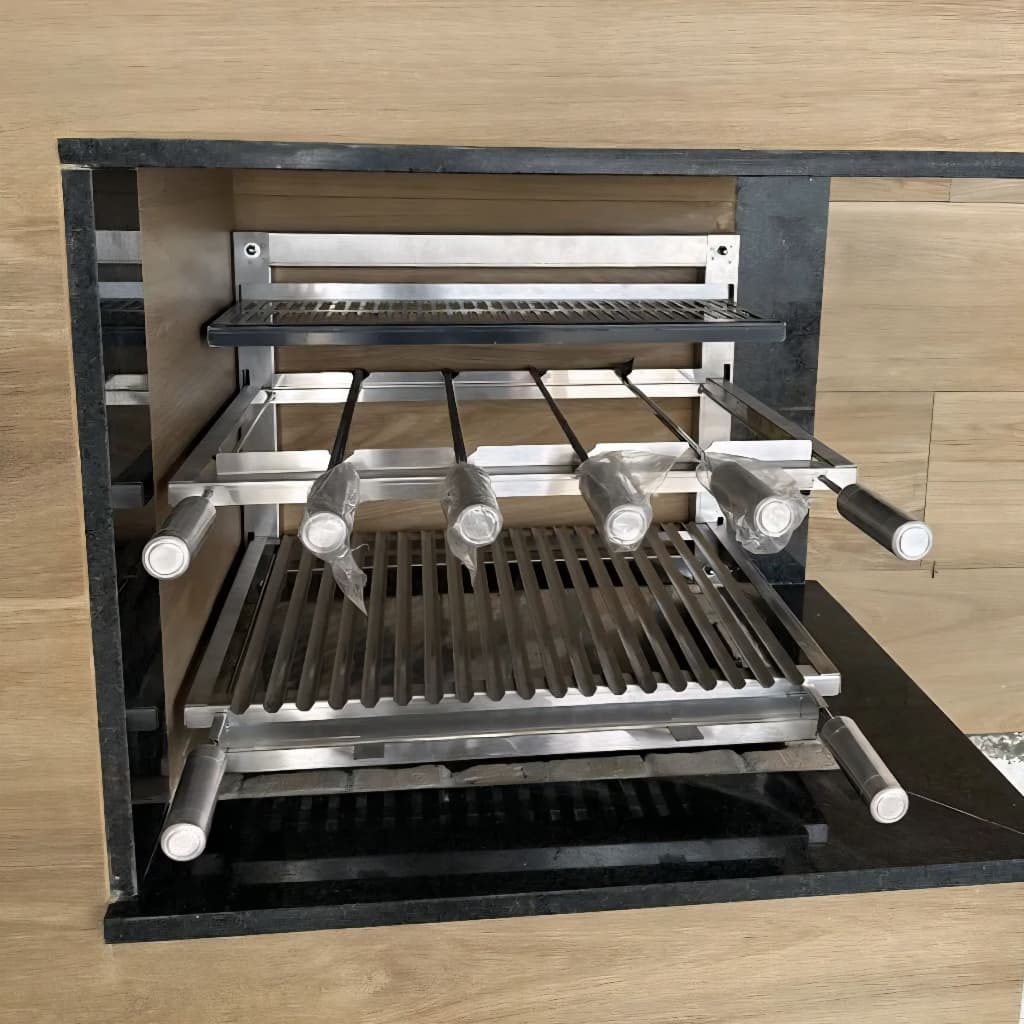 Suporte Churrasqueira Inox PARA PAREDE FIXO + BRINDE | Grill Suporte com Grelha Argentina