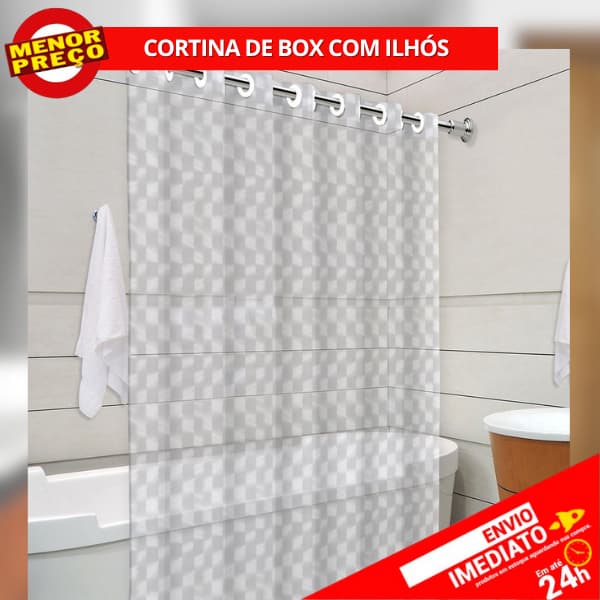 Cortina de Box 3D Translúcida c/ Ilhós
