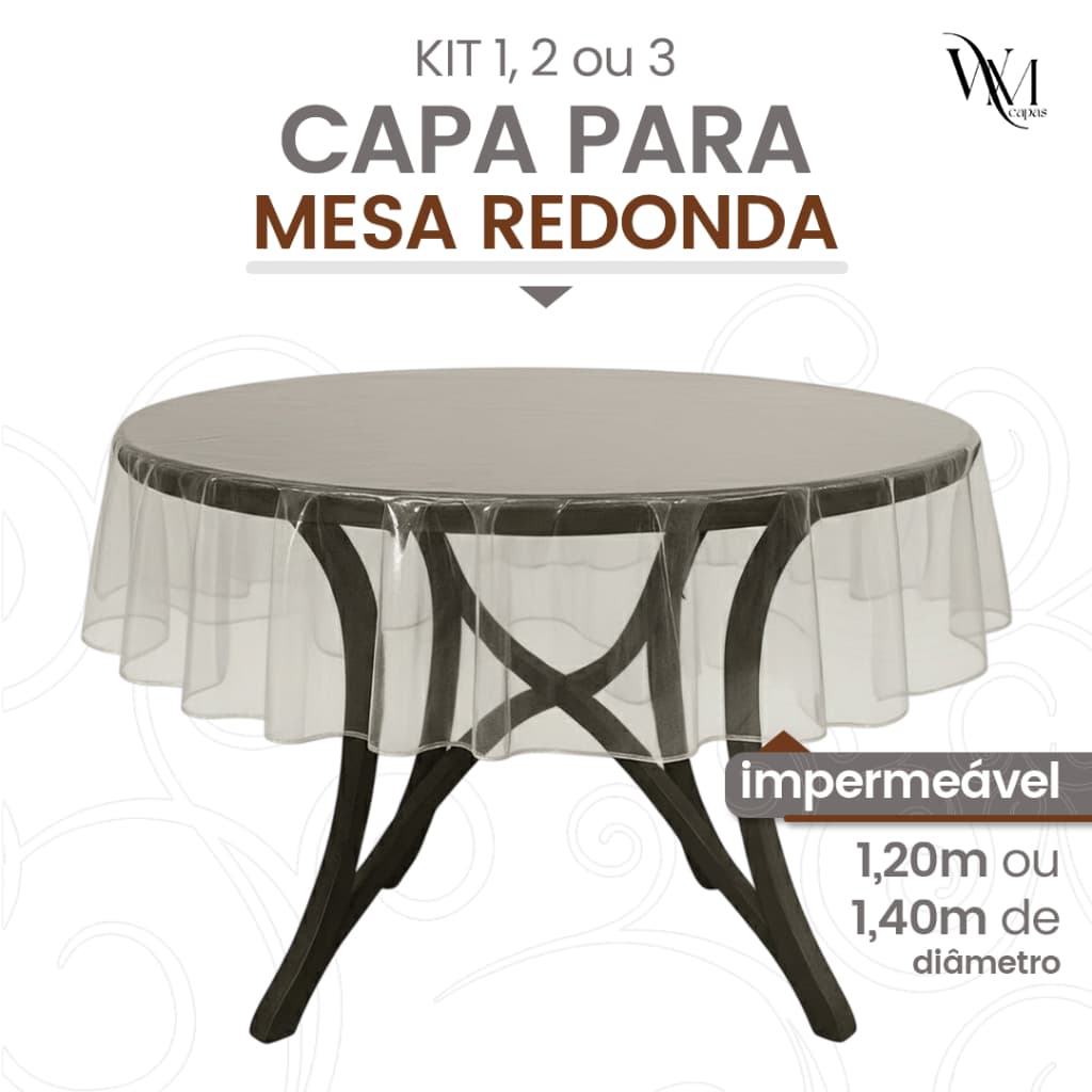Toalha De Mesa Redonda Plástico Transparente 1,40m Diâmetro