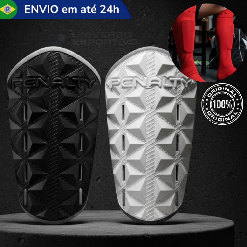 Caneleira Futebol Penalty Jogo Treino Oficial Adulto Society Campo Futsal Resistente Leve Pro