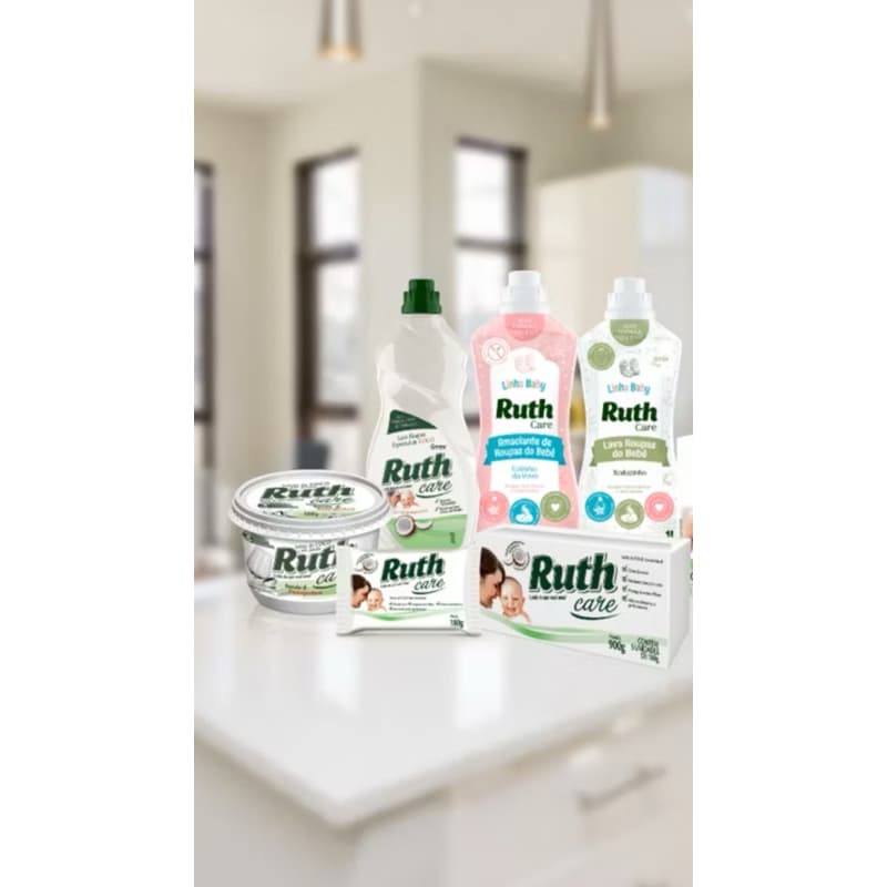 Kit Lava roupa baby Ruth 1 L +Amaciante 1 L + barra 5 x 90g + Lava roupa coco 500ml