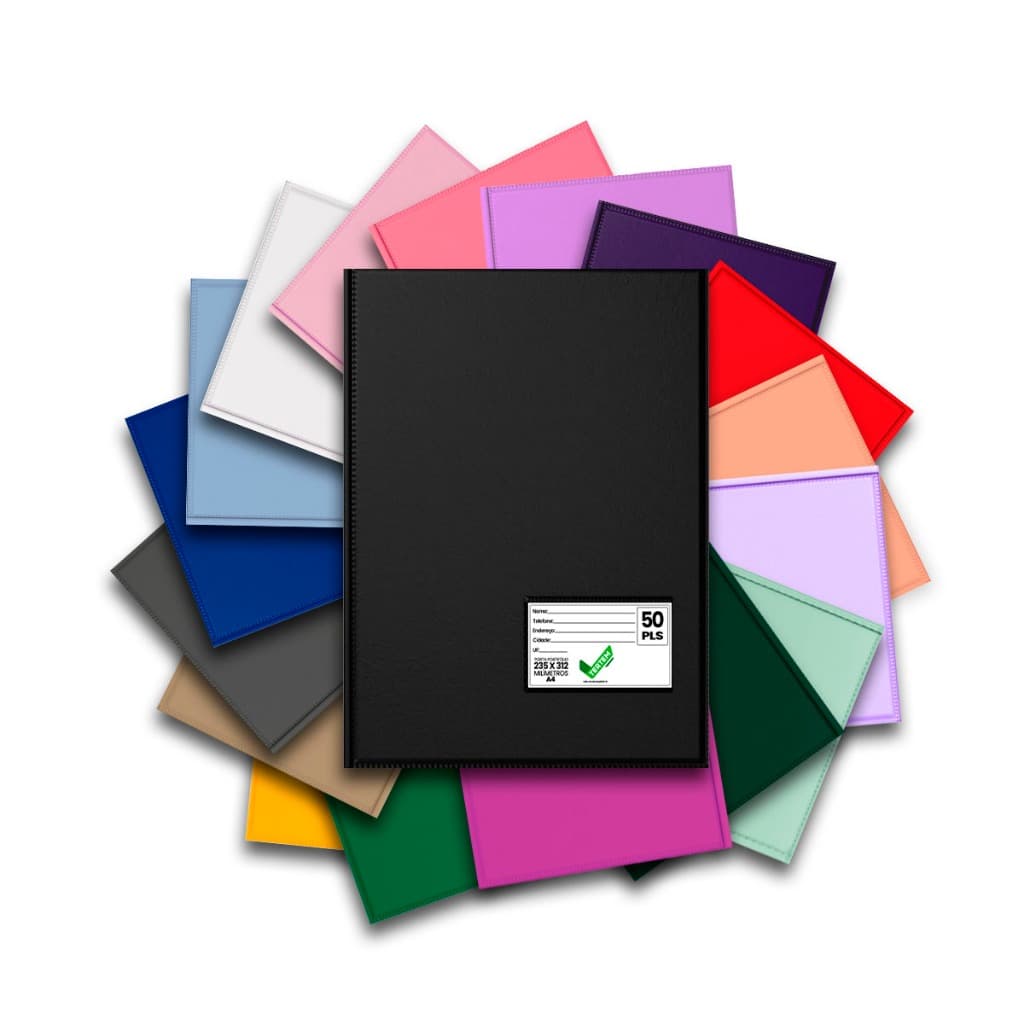 Pasta Catálogo A4 50 Plásticos | Protetor Organizador de Documentos | Cores Pastel Rosa Bege Azul