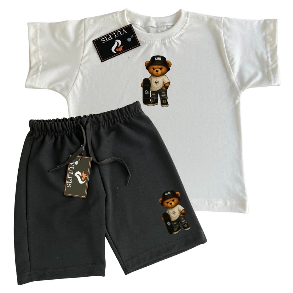 kit Camiseta E Bermuda Masculina infantil Confortavel Estiloso Fotos Reais