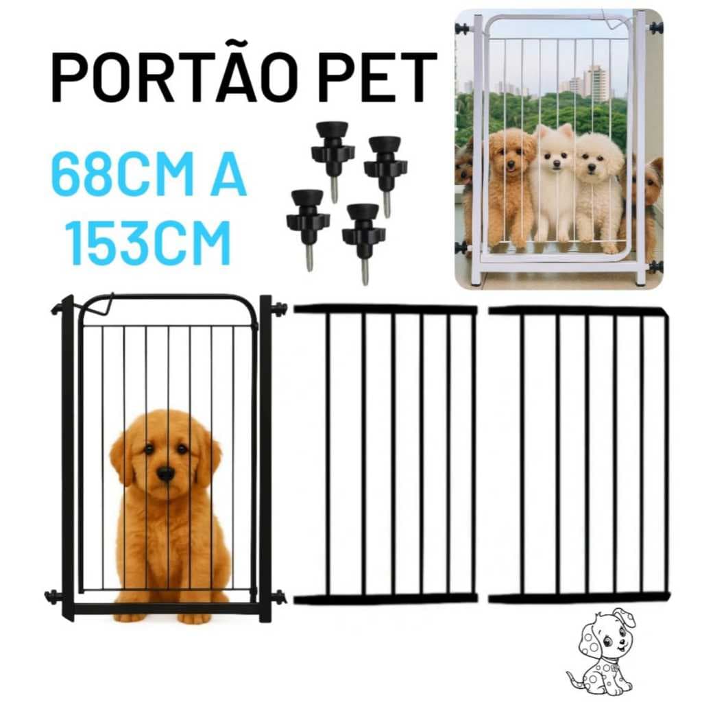 Portão Pet Grade Para Cachorro (68cm A 153cm) + Extensores Segurança Para Pet e Crianças.