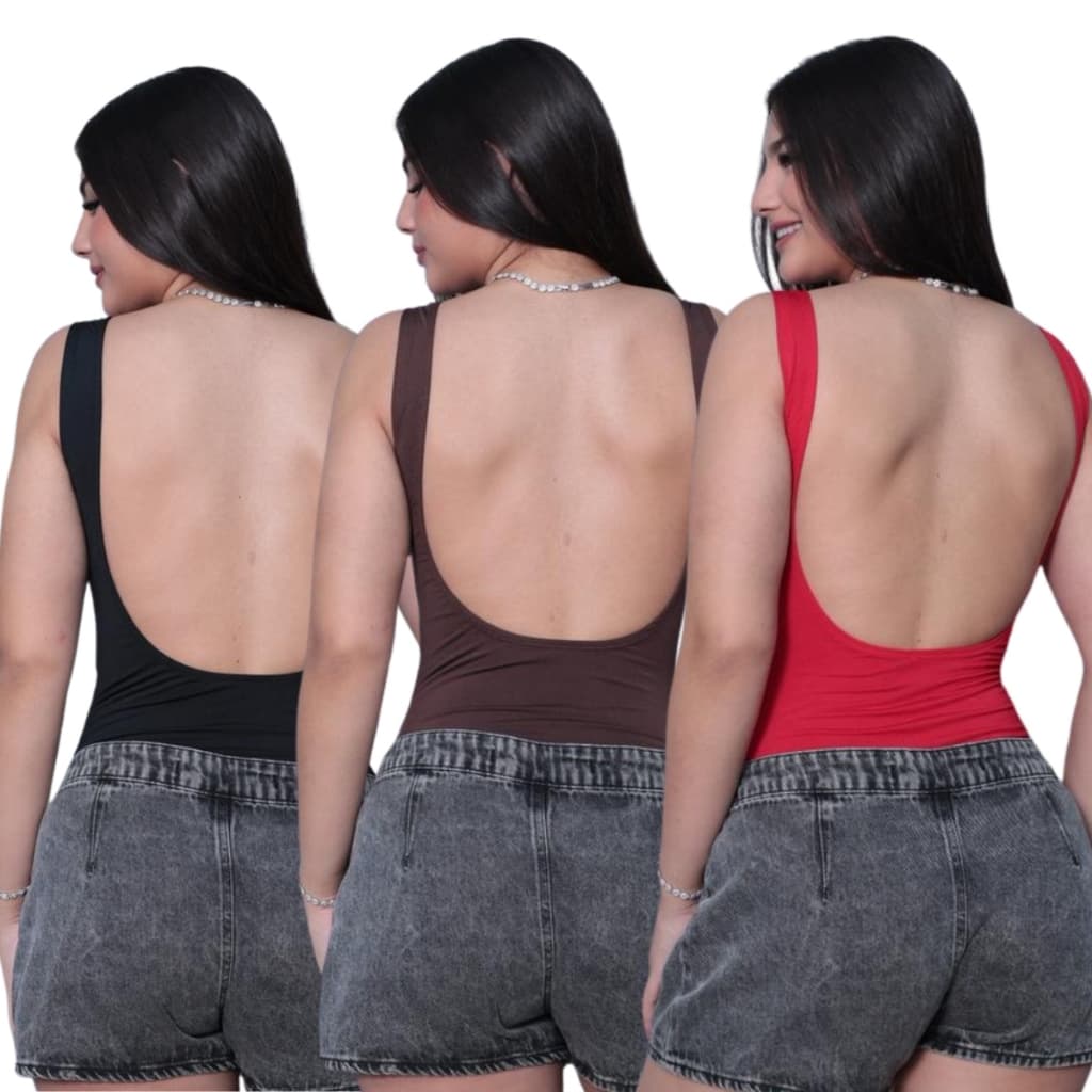 Body Bori Maiô Feminino Costa Nua  Abertas Alça  Grossa  Básico Suplex Premium Forrado Estilosa Elegante