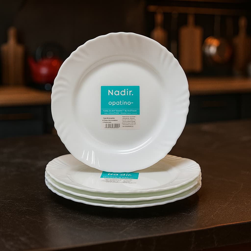 Prato Raso Nadir Pétala – Kit com 2, 4, 6, 8 ou 10 Unidades – Vidro Opalino Branco