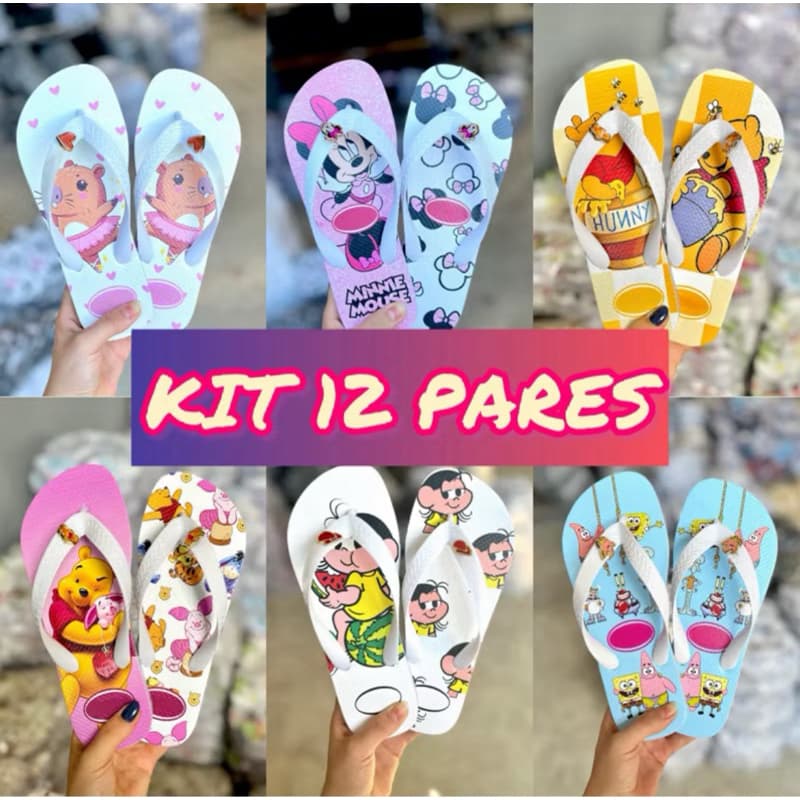 Chinelos Confortáveis em Kit com 12 Pares – Atacado, Tamanhos variados 🌴✨