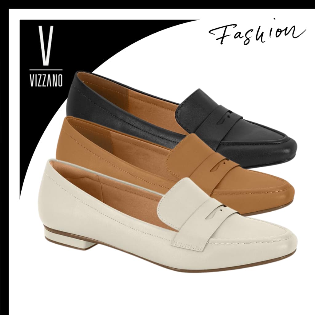 Sapato Feminino Mocassim Vizzano Social Loafer Confortável Acolchoado Leve Macio Original