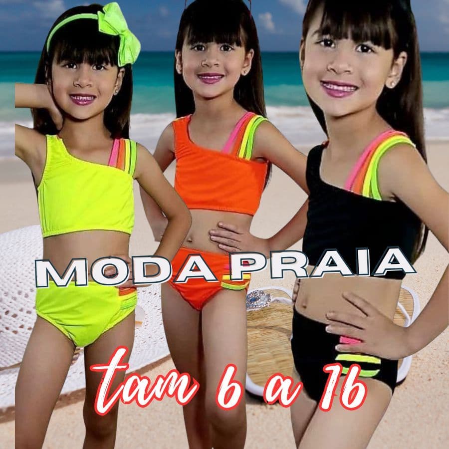 Biquíni Infantil Juvenil Feminino Suplex Lisa Colorida Moda Praia Piscina Verão Novo Modelo 6 a 16