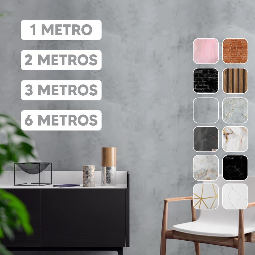 Papel De Parede Cimento Queimado Cinza Autocolante Lavável