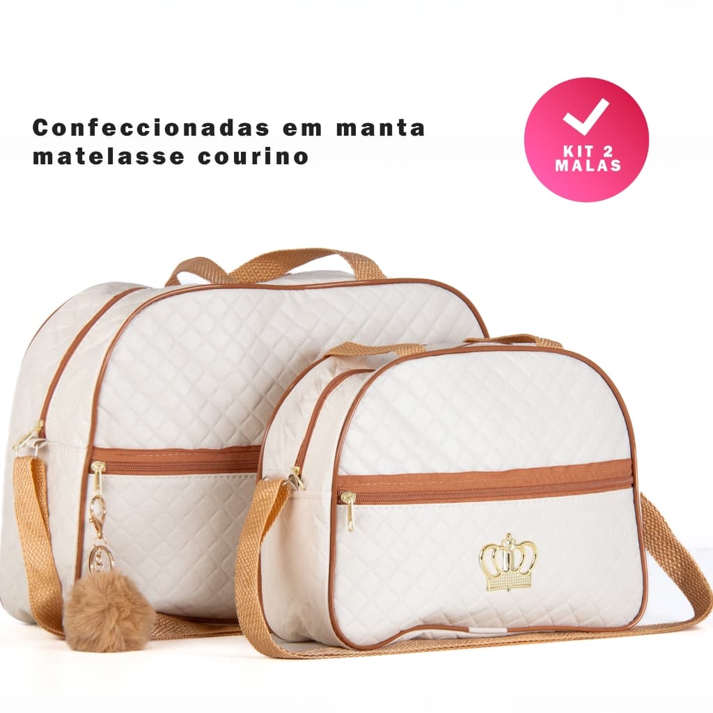 Kit 2 Bolsa Maternidade Menino/Menina Mala Para Bebê de Luxo Várias Cores C/ Pompom ENTREGA INMEDIATO