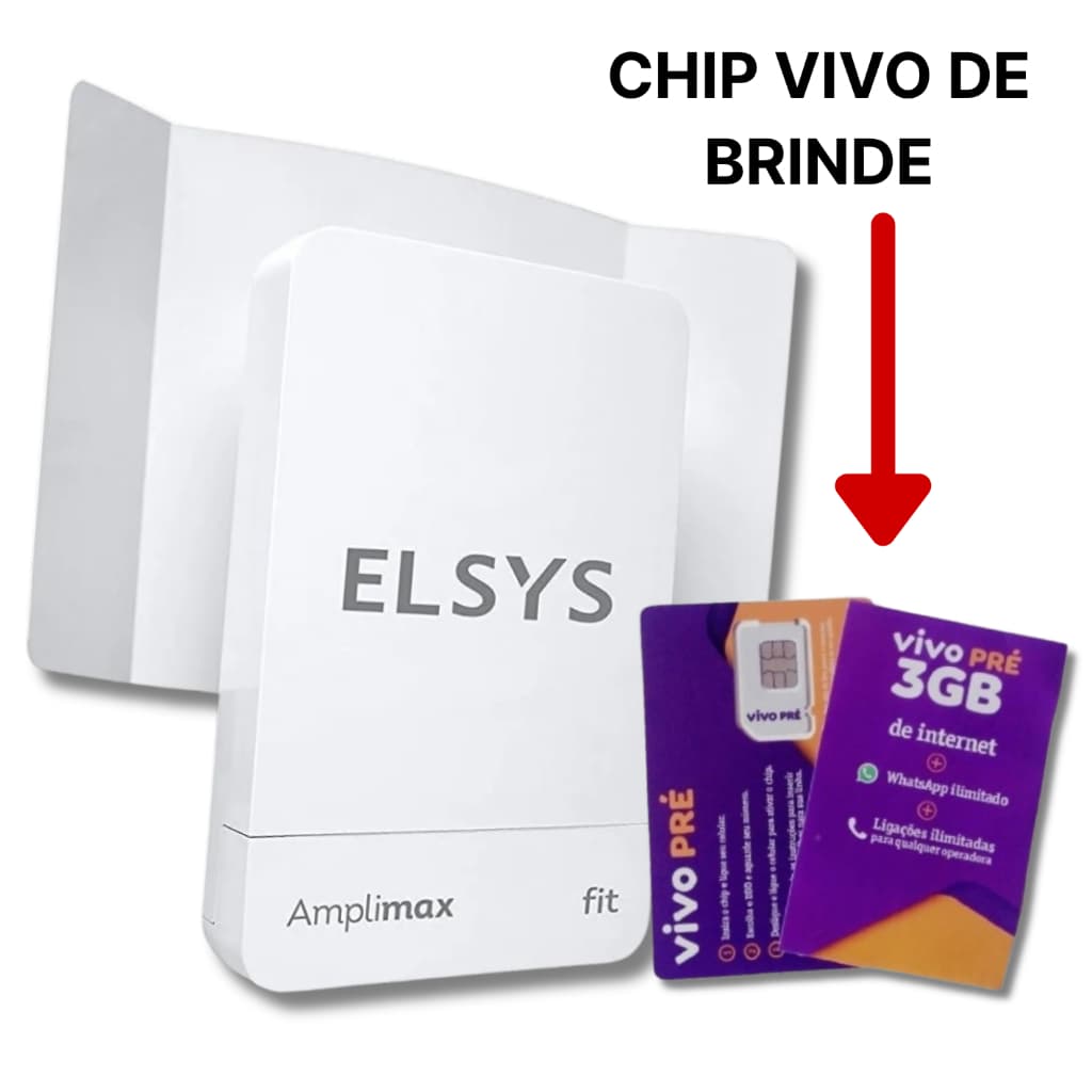 Roteador Modem 4G Amplimax Fit Elsys com Chip Vivo de Brinde Internet Com Sinal Forte em Área Rural