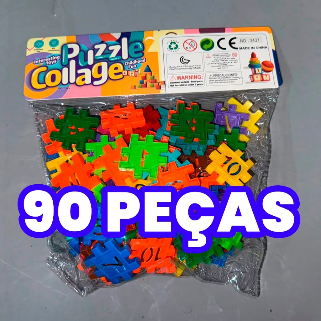 KIT 90 Unidades Blocos Divertidos Brinquedo Colorido Monta Casinha Infantil Educativo