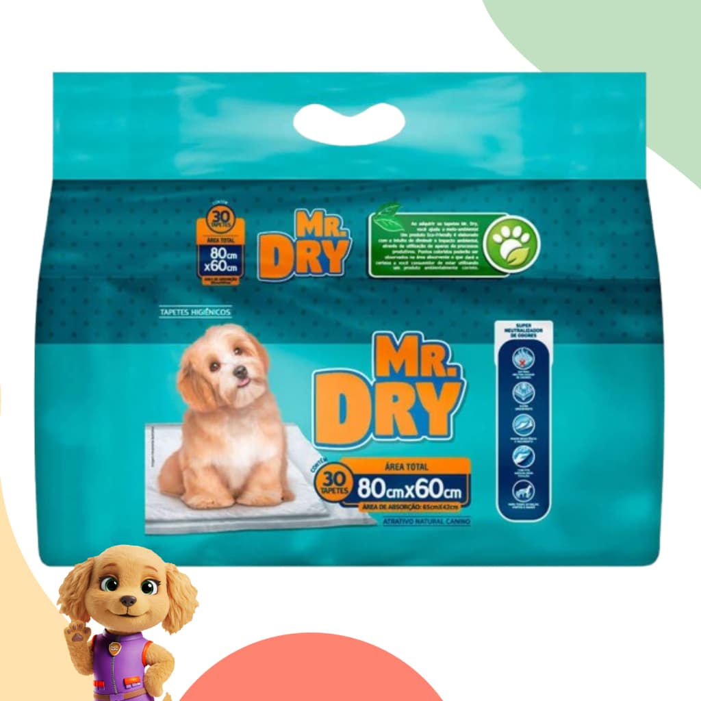 Tapete Higiênico Mr Dry 80x60cm 30 Unidades